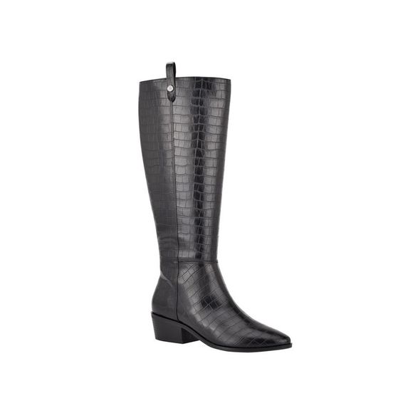 NATURALIZER Womens Black Cushioned Water Resistant Goring Kyrie Almond Toe Stacked Heel Zip-Up Leather Dress Heeled Boots M